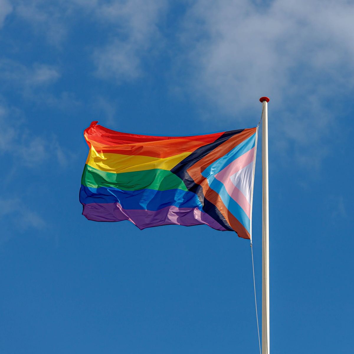 A rainbow pride flag
